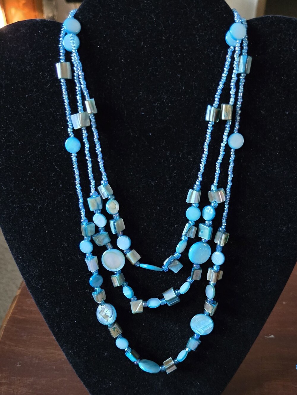 Blue Multi-Strand Beaded Women's Necklace
